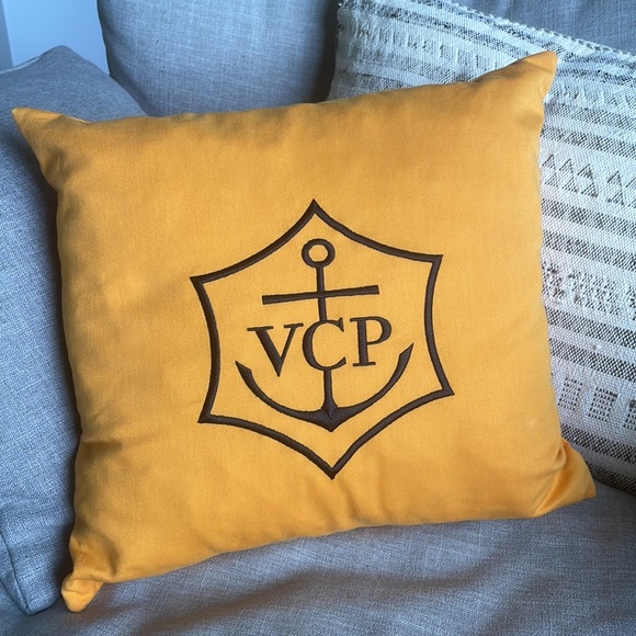 Veuve Clicquot Embroidered Bright Bold Orange Cushion, 38cm x 38cm Square - Picture 4 of 15